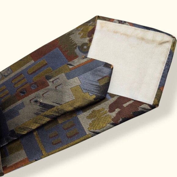 🍁Vintage 100% Silk Handmade City Tie - Picture 7 of 8